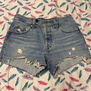 Levi's Light Blue Distressed Jean Shorts